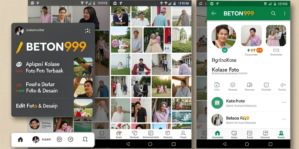Antarmuka aplikasi Kolase Foto BETON999 yang menarik dan mudah digunakan.