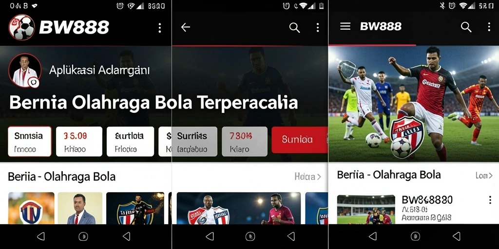 Tampilan antarmuka BW888 yang modern dan informatif untuk Olahraga Bola.