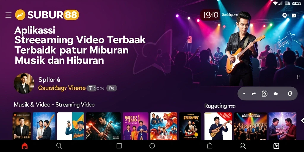 Screenshot SUBUR88 menunjukkan antarmuka aplikasi Streaming Video yang menarik dan fungsional.